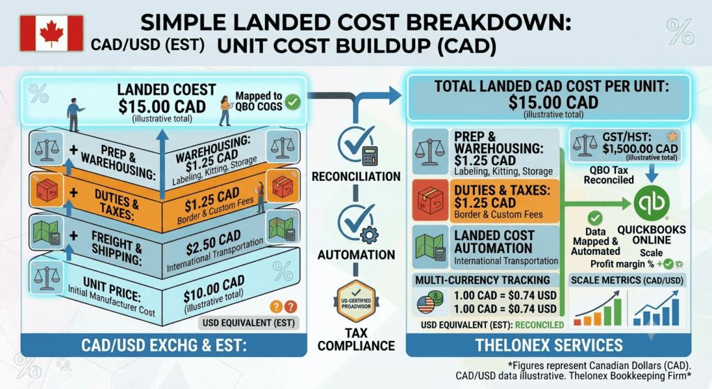 Landed cost breakdown for Canadian Amazon FBA inventory accounting