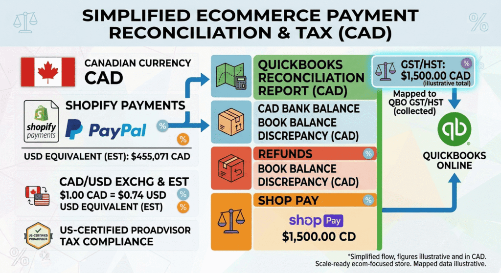 Shopify multi-gateway payout reconciliation for Canadian stores in QuickBooks